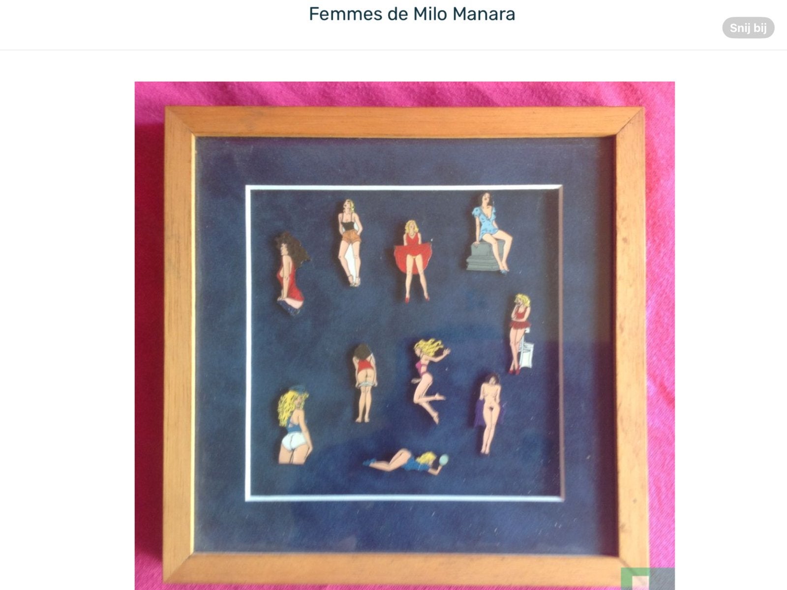 Milo Manaro Pin up pins in lijst genummerd 522/1000, Verzamelen, Ophalen of Verzenden, Zo goed als nieuw, Overige onderwerpen