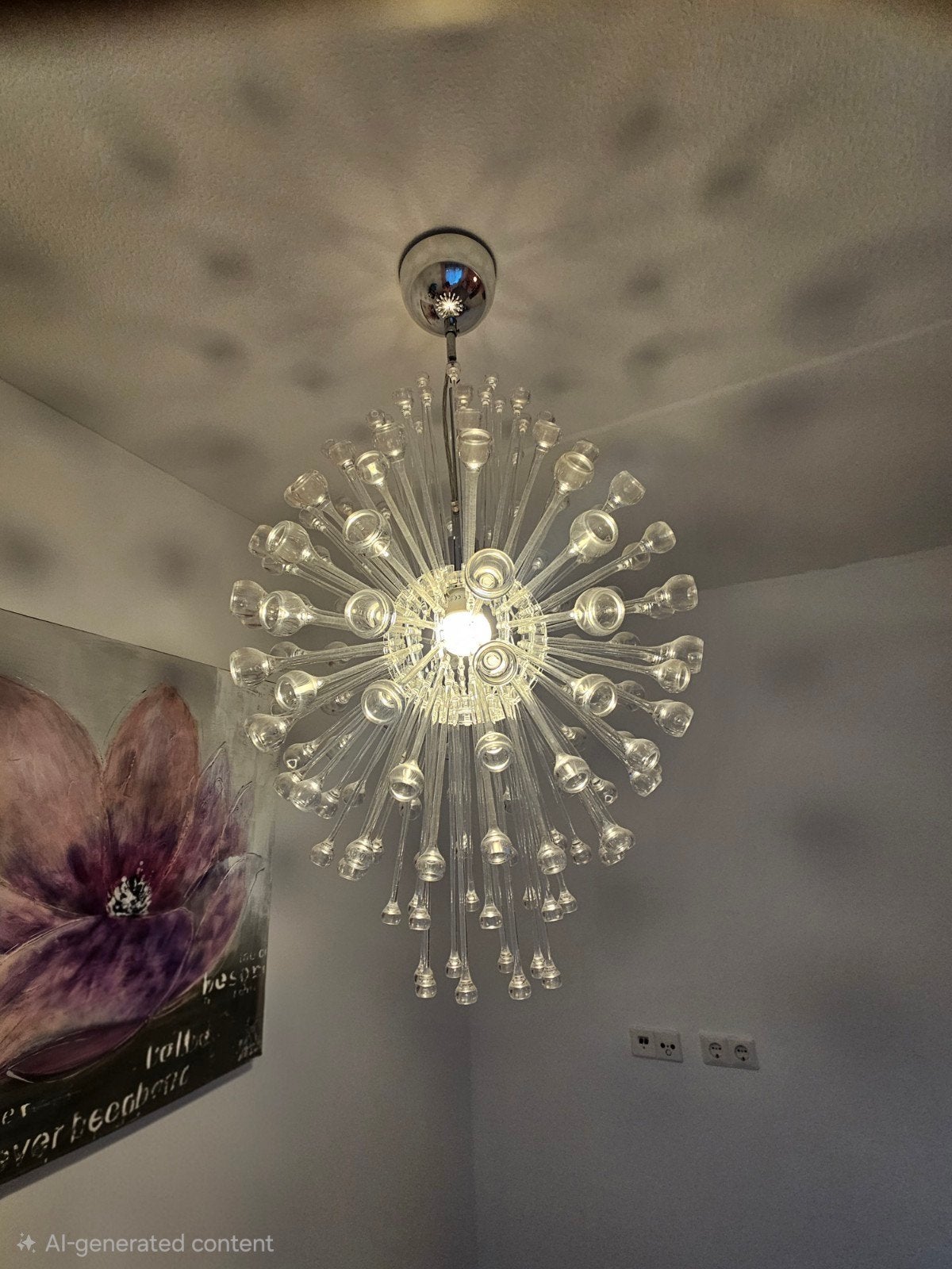 Mooie decoratieve hanglamp / kroonluchter, Ophalen, Kunststof, E27 (groot), Zo goed als nieuw