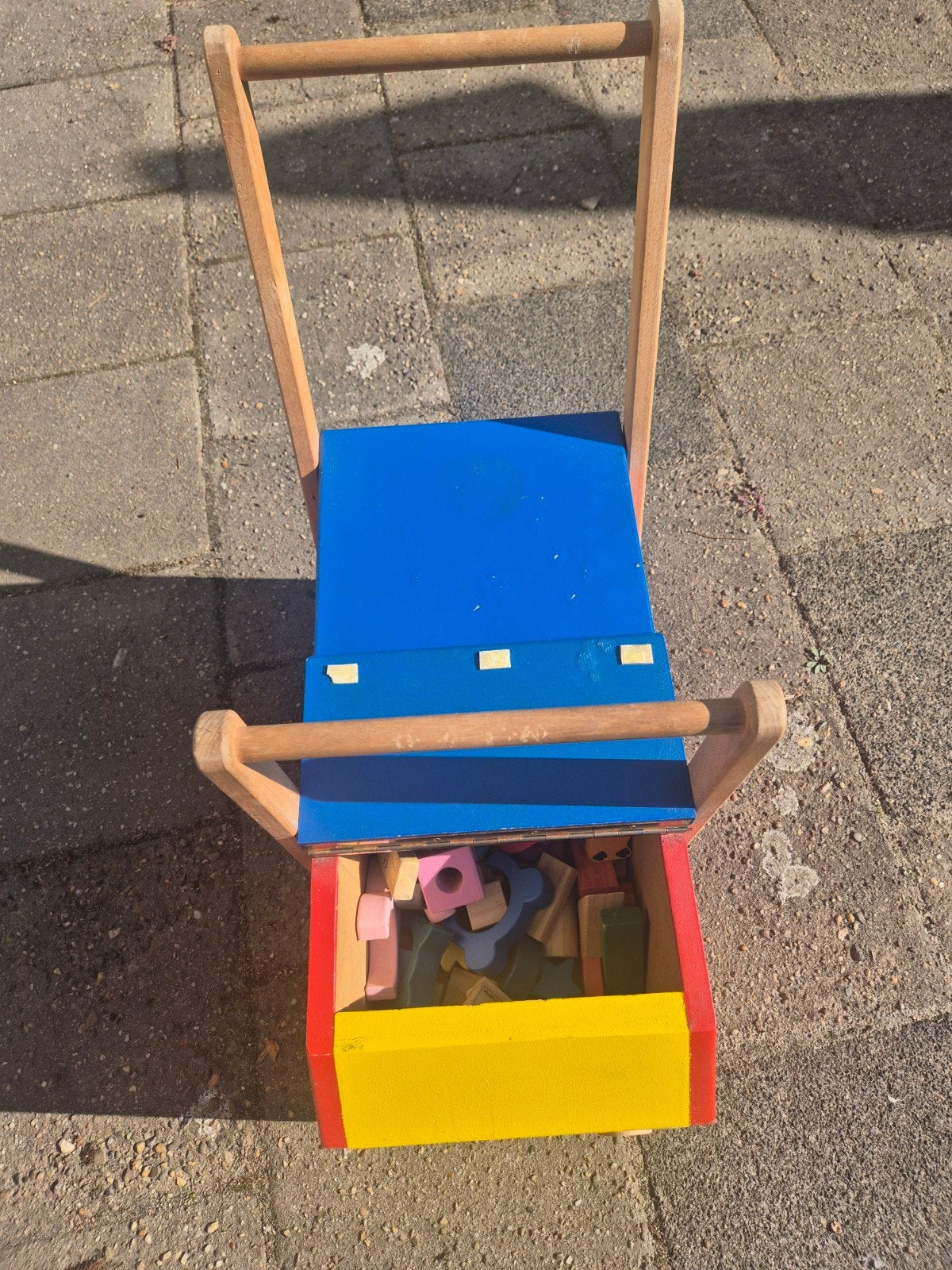 Houten loopwagen met blokken - Kleurrijk en stevig, Ophalen, Gebruikt, Overige typen, Met wieltjes