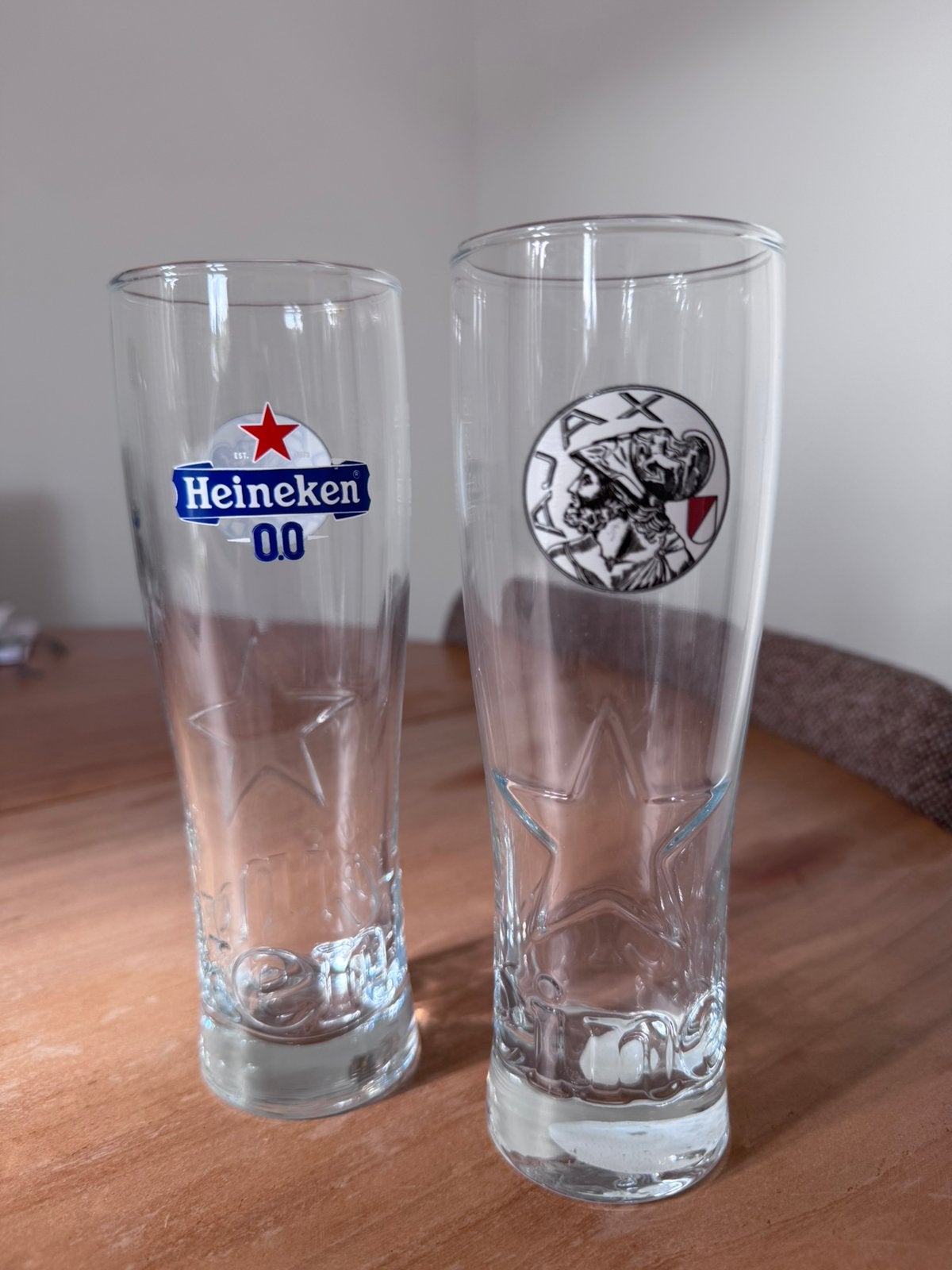 Unieke Heineken Ajax glazen 2 stuks, Verzamelen, Ophalen of Verzenden, Nieuw, Bierglas