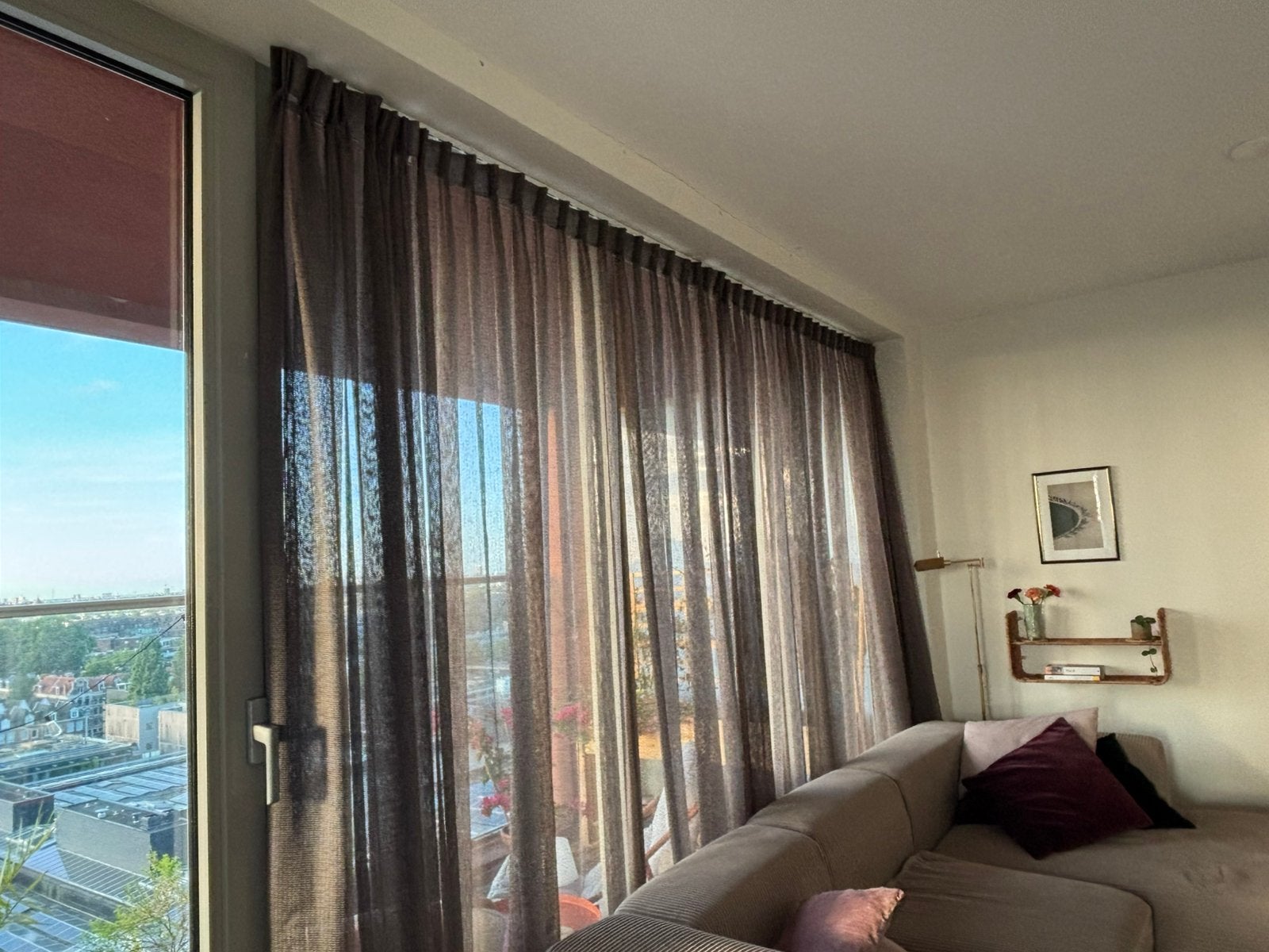 Op maat gemaakte gordijnen (4 stuks, warme taupe-look), Huis en Inrichting, Ophalen, Gordijn
