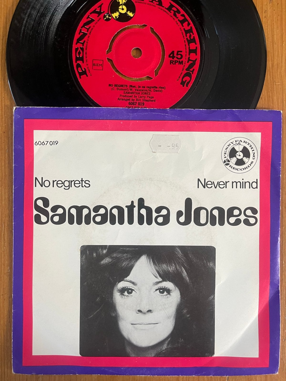 Samantha Jones - No Regrets / Never Mind 7" Vinyl Single, Ophalen of Verzenden, 7 inch, Pop