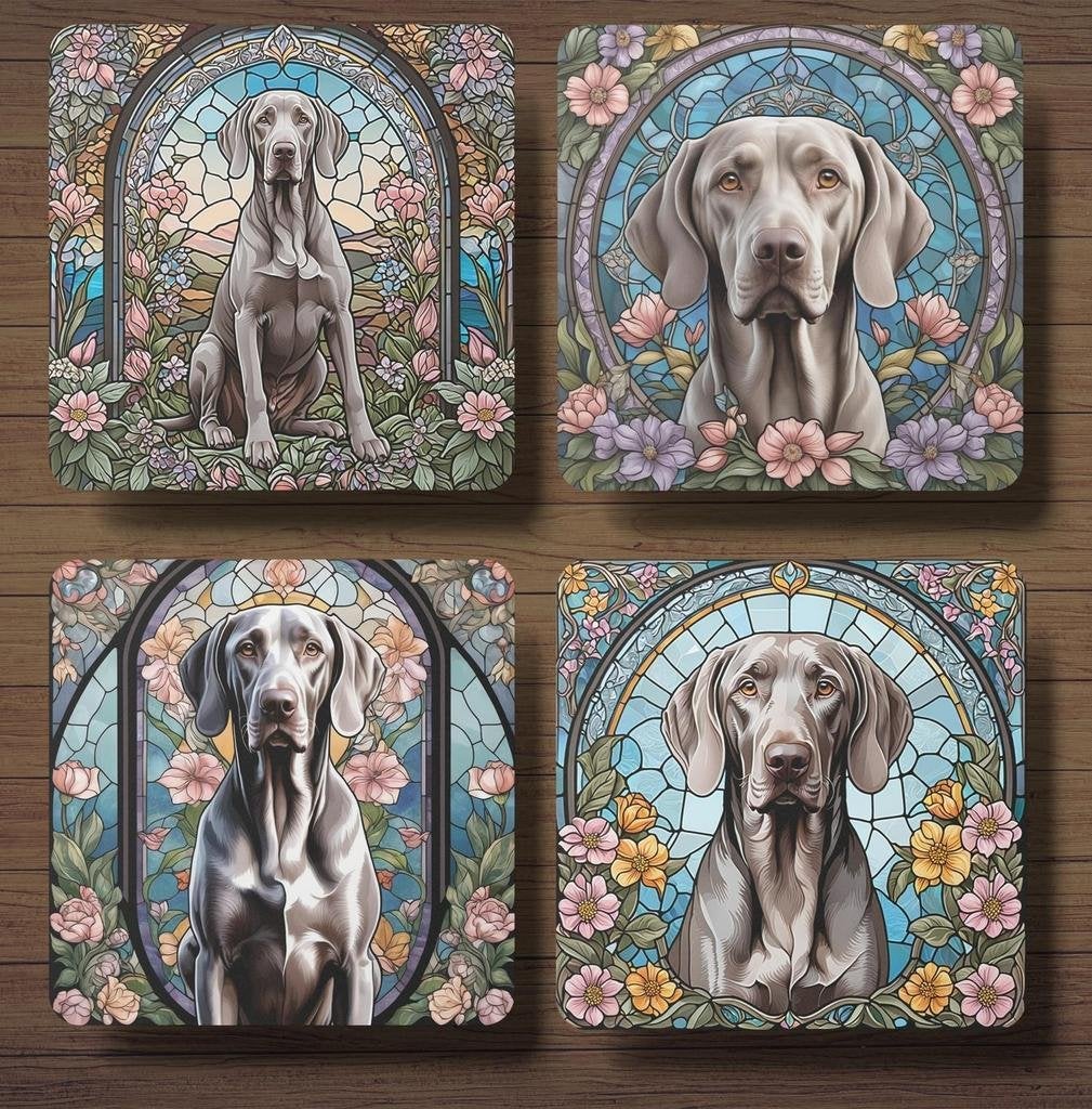 Weimaraner Glas in Lood onderzetters met houder, Ophalen of Verzenden, Nieuw