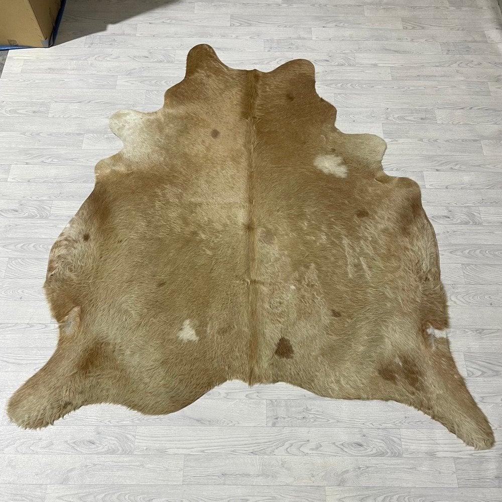 Koeienhuid bruin wit 205x185cm | Lederstore, Landelijk, modern, Scandinavisch, industrieel, 150 tot 200 cm, Overige vormen, Bruin