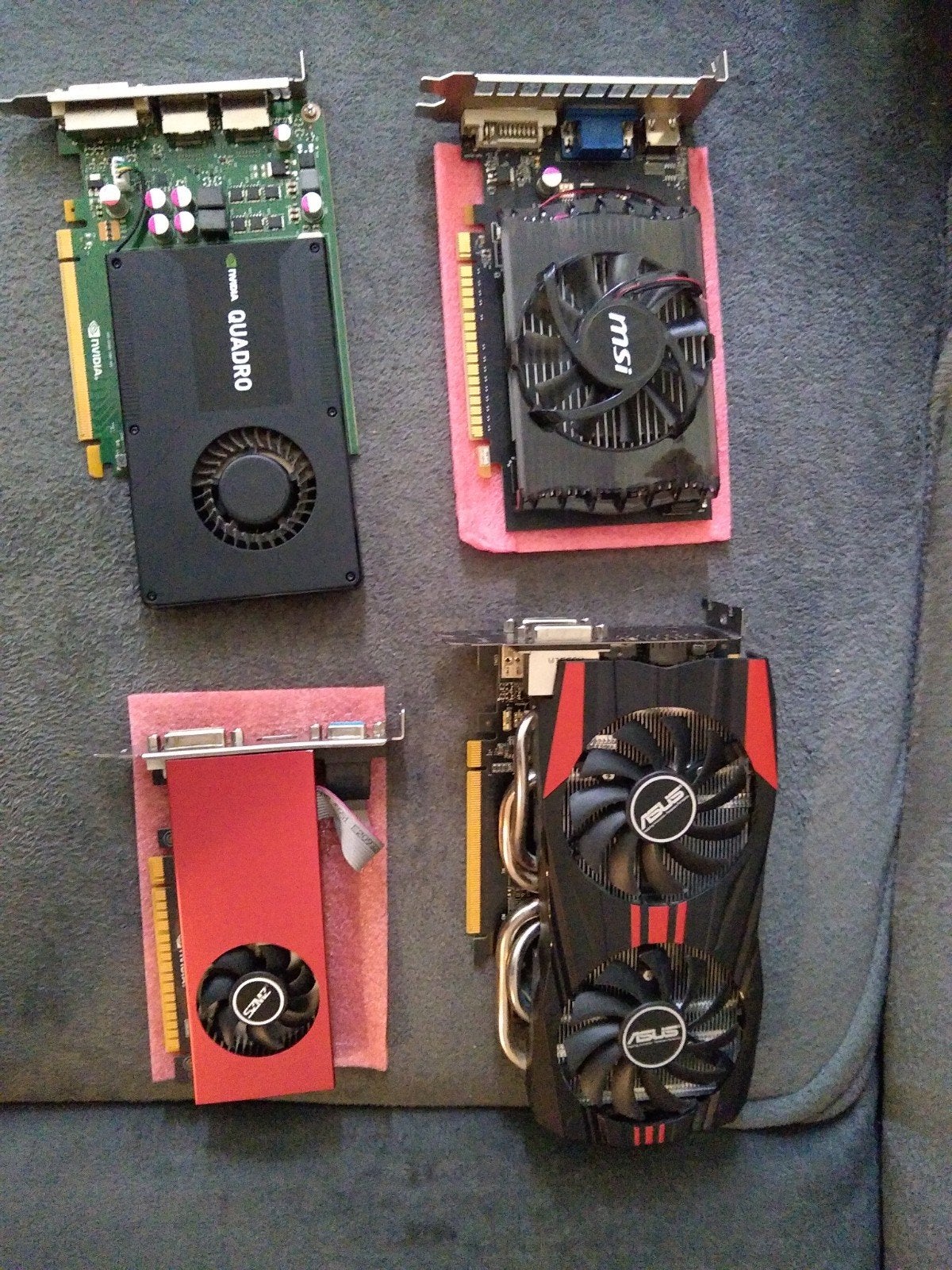 Meerdere videokaarten Nvidia Quadro, GTX, GT, Computers en Software, Videokaarten, Ophalen, Gebruikt, PCI-Express 4, GDDR5