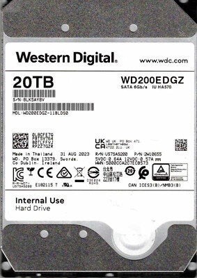 WD Ultrastar 20TB 3,5" WD200EDGZ, Computers en Software, Ophalen, Intern, Western Digital, Zo goed als nieuw