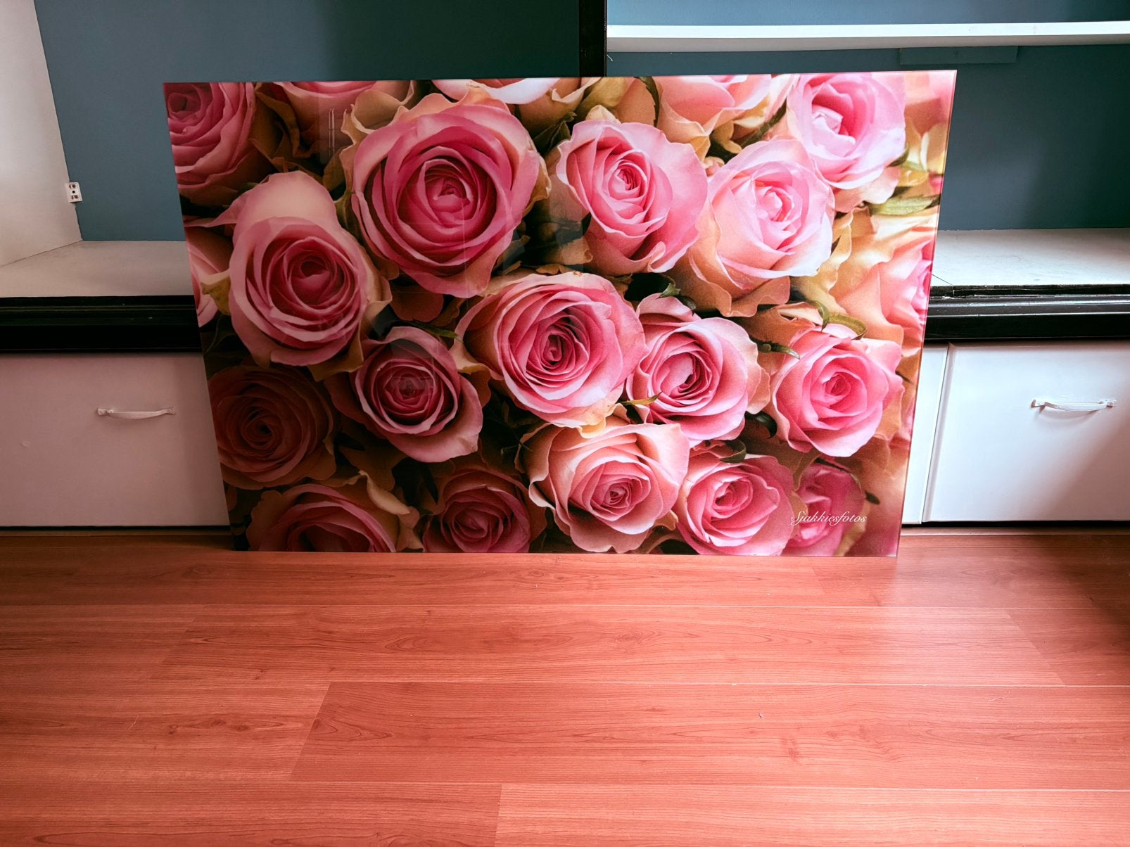Foto Roze rozen op plexiglas, Ophalen, Oorspronkelijke maker, Nieuw, 100 tot 125 cm