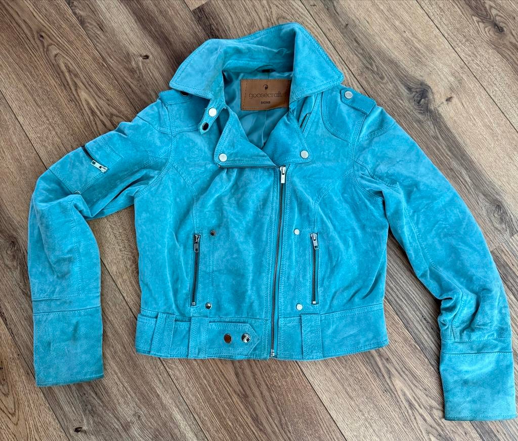 Goosecraft leren jasje maat M, Ophalen of Verzenden, Gedragen, Maat 38/40 (M), Blauw