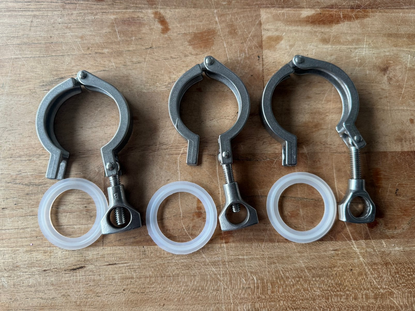 Tri Clamp 1,5” met siliconen pakking - 3 stuks., Ophalen of Verzenden, Zo goed als nieuw