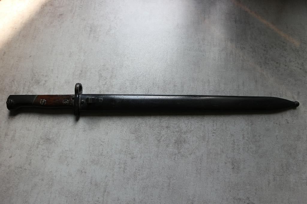 Belgische Model 24 export bajonet, Verzamelen, Ophalen of Verzenden, Landmacht, Duitsland, Mes of Dolk