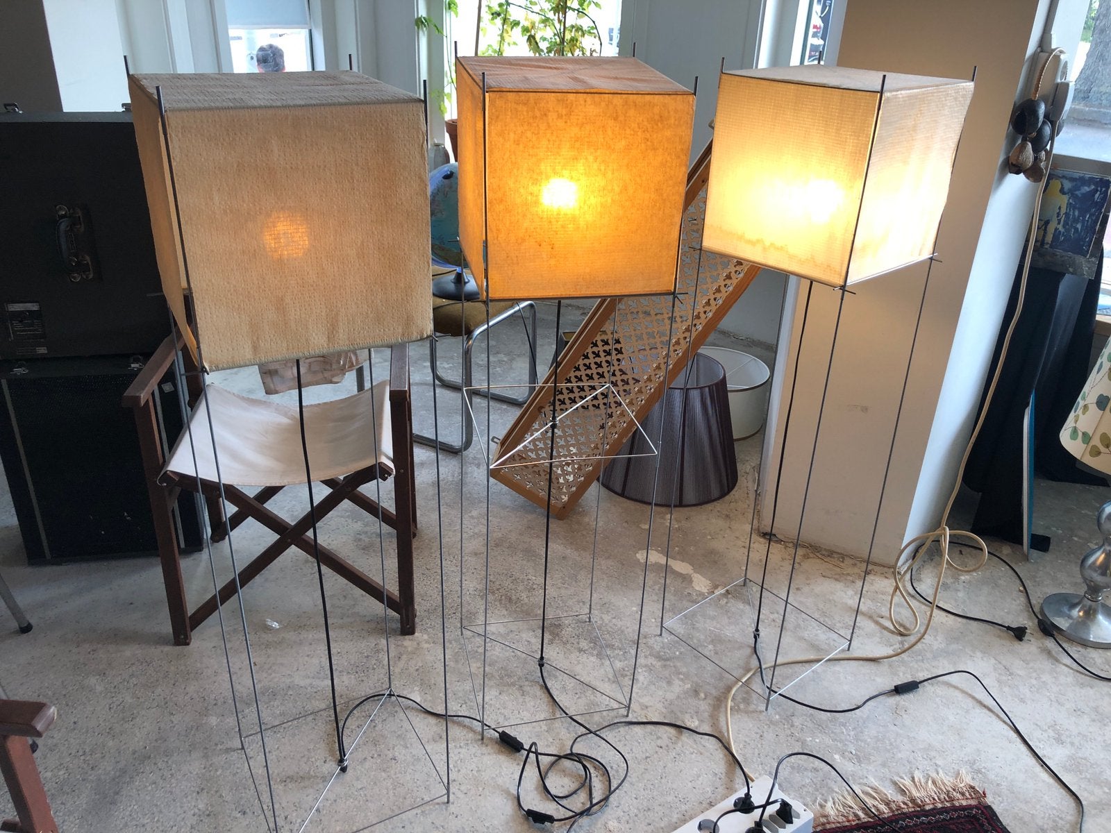 2 lotek lampen 30 bij 30 cm 125 cm hoog, Ophalen, Gebruikt, Overige typen, Inclusief lampen