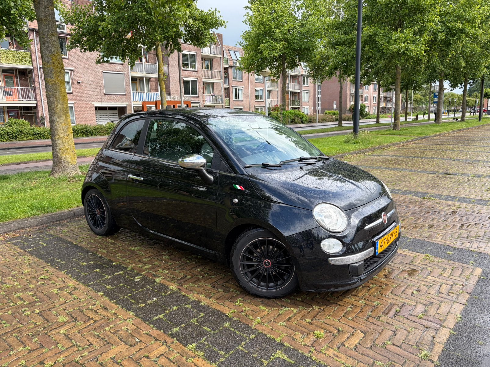 Fiat 500 1.2 AUT 2008 Zwart, 1242 cc, 4 cilinders, Zwart, Origineel Nederlands