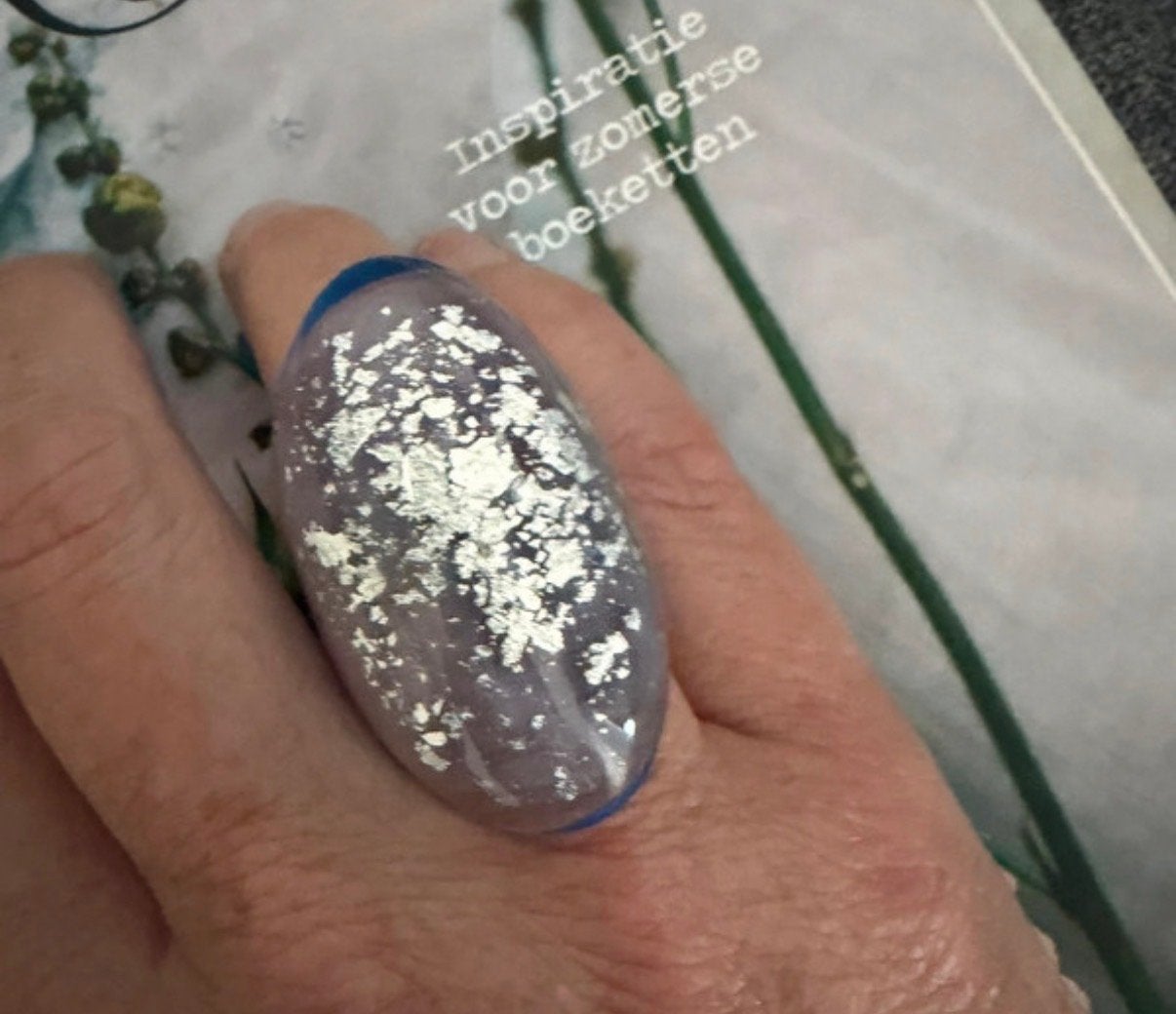 Zsiska Precious Glitz Ring met Zilverblad, Kunststof, Nieuw, Ophalen of Verzenden, 17 tot 18