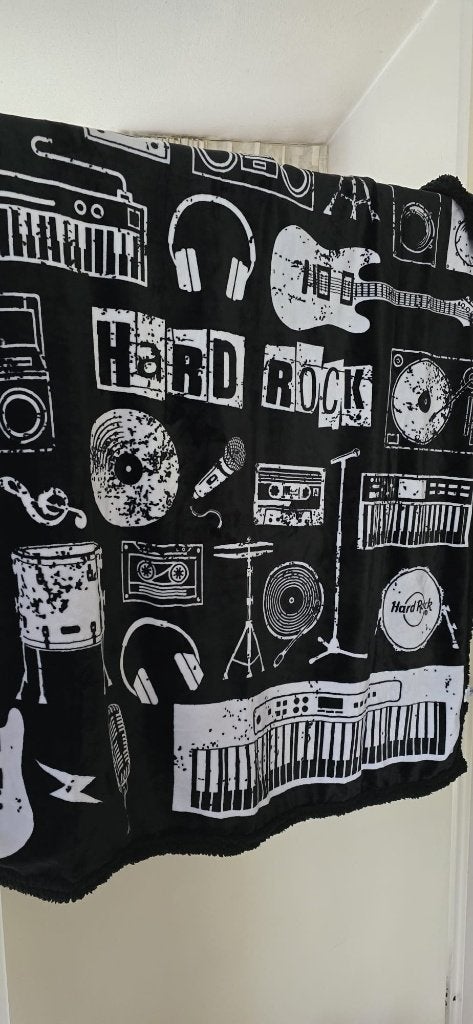 Hard rock café fleece plaid woondeken zwart ( ophalen ), Ophalen, Zwart, Fleecedeken, Nieuw