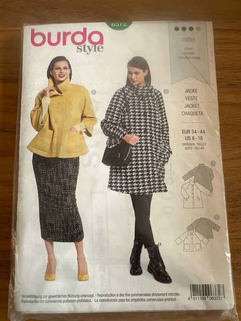 Burda Style Naaipatroon 6372 - Jas/Veste/Chaqueta, Vrouw, Nieuw, Jas, Burda