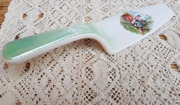 Keramieke Franse brocante taartschep met barok afbeelding, Ophalen of Verzenden