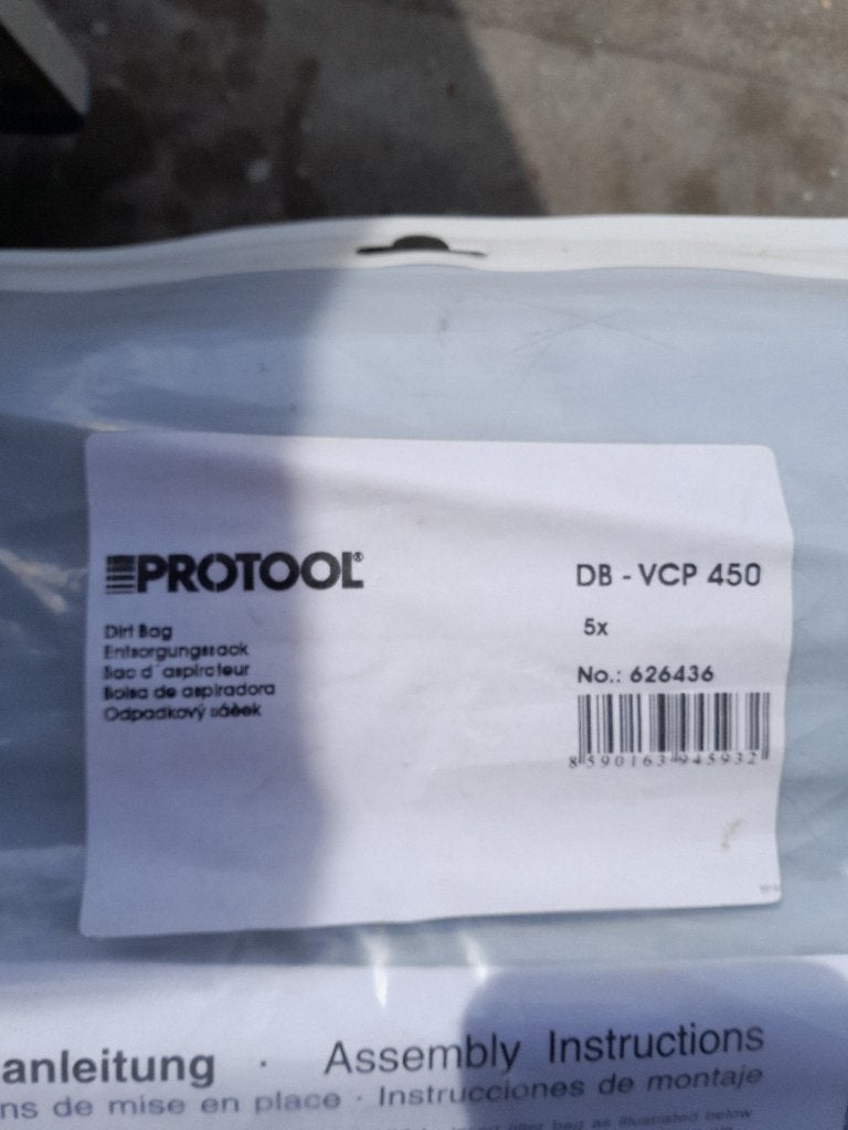 PROTOOL DB-VCP 450 (plastic) stofzakken, Doe-het-zelf en Verbouw, Ophalen of Verzenden, Nieuw, Overige typen