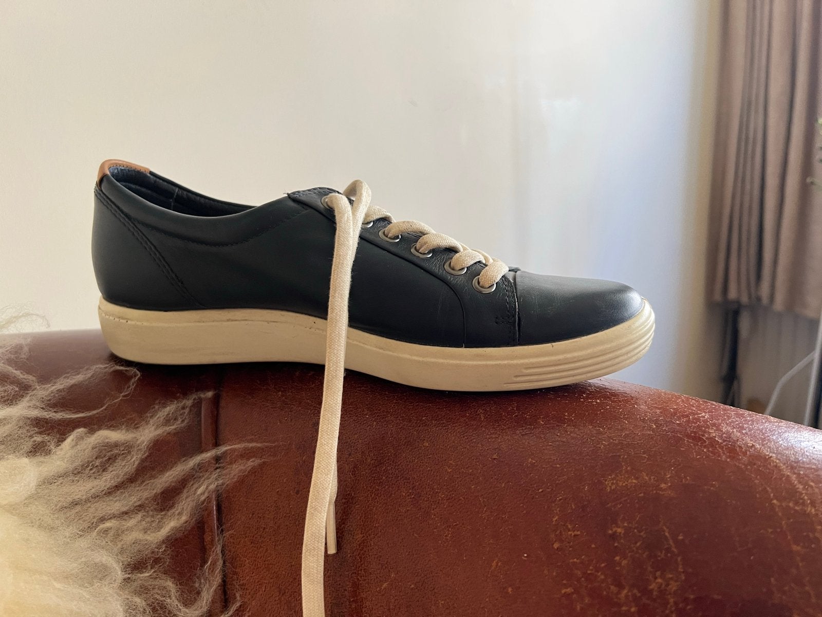 Ecco Soft 7 Dames Sneakers Mt 39 - Donkerblauw Leer, Kleding | Dames, Schoenen, Zo goed als nieuw, Sneakers of Gympen, Blauw, Ophalen of Verzenden