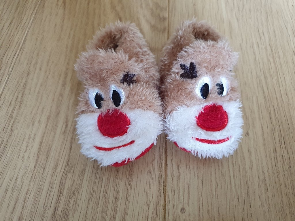 Kerst sloffjes met baby sokken, Ophalen of Verzenden, Gebruikt, Jongetje of Meisje, Slofjes