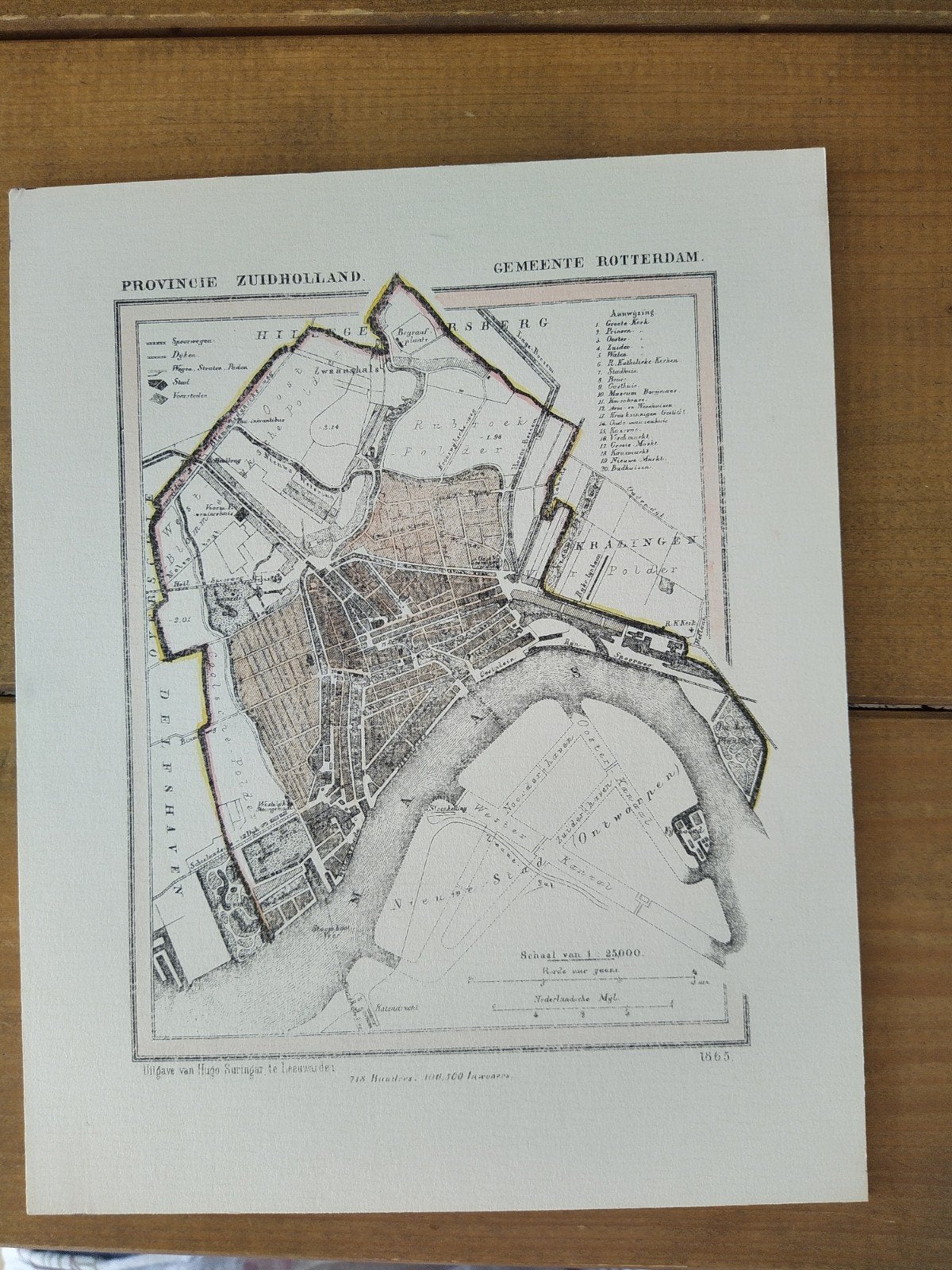 Historische Ets Rotterdam 1865 - Provincie Zuid-Holland, Ophalen of Verzenden