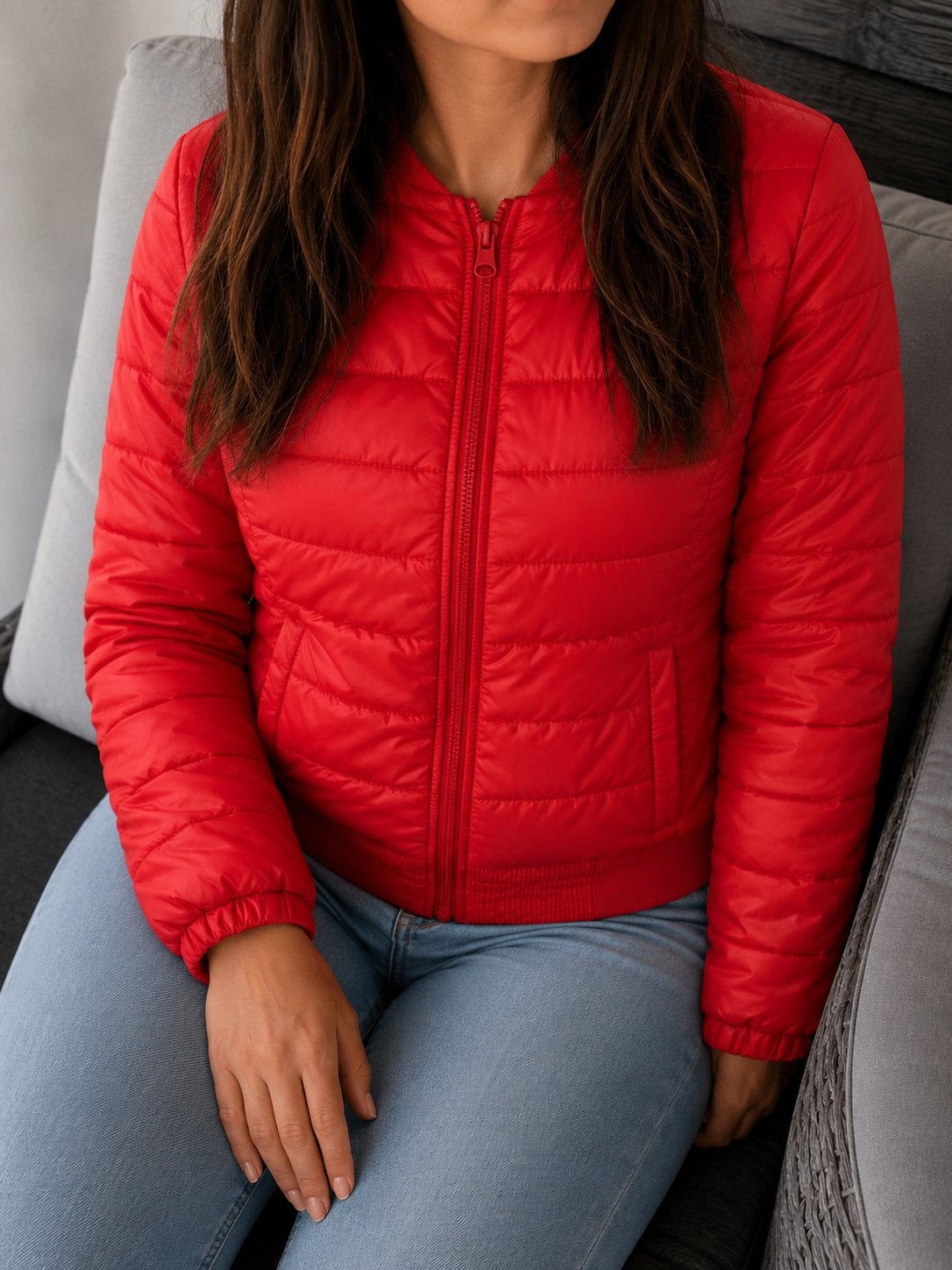 Rode gewatteerde jas van Only, maat S, Verzenden, Zo goed als nieuw, Maat 36 (S), Rood
