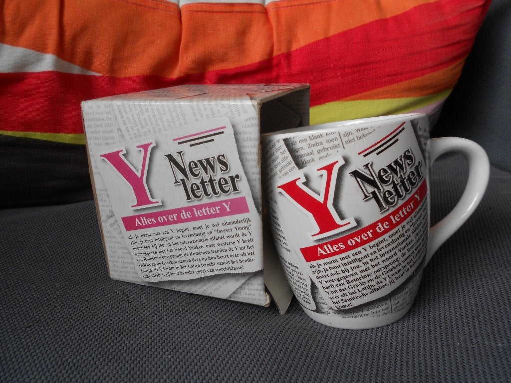 Newsletter beker alles over de letter Y, Ophalen, Overige materialen, Overige merken, Nieuw