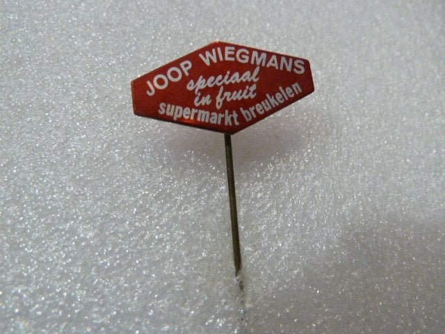 Vintage Joop Wiegmans Supermarkt Breukelen Speldje, Ophalen of Verzenden, Gebruikt, Overige onderwerpen, Speldje of Pin