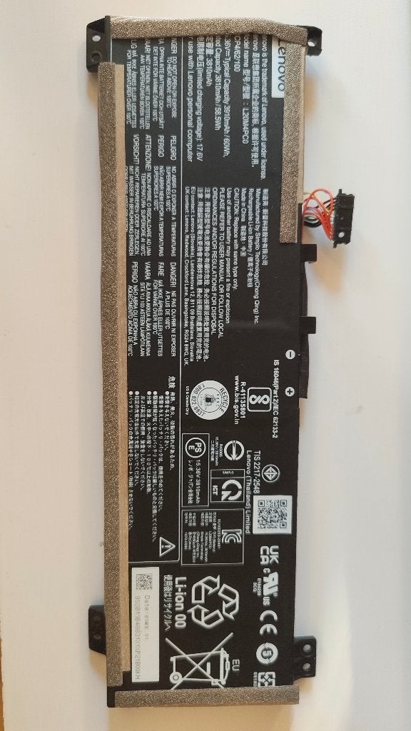 Lenovo L20M4PC0 Laptop Accu - Gebruikt, Computers en Software, Accu's en Batterijen, Ophalen, Gebruikt, Lenovo