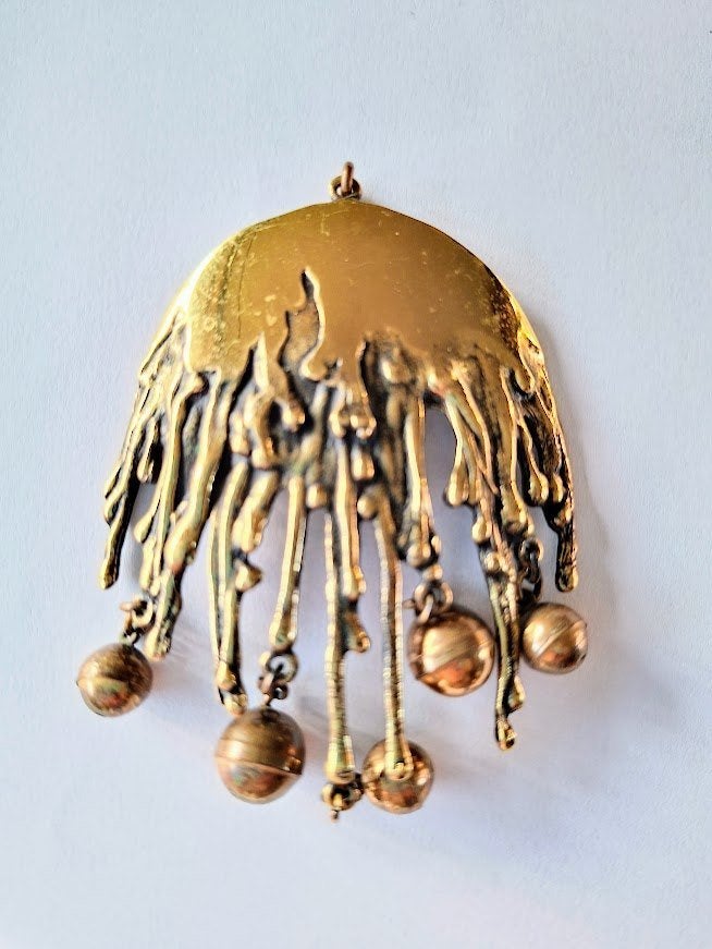 vintage bronzen brutalist hanger Pentti Sarpaneva Finland, Overige materialen, Ophalen of Verzenden, Zo goed als nieuw, Overige kleuren
