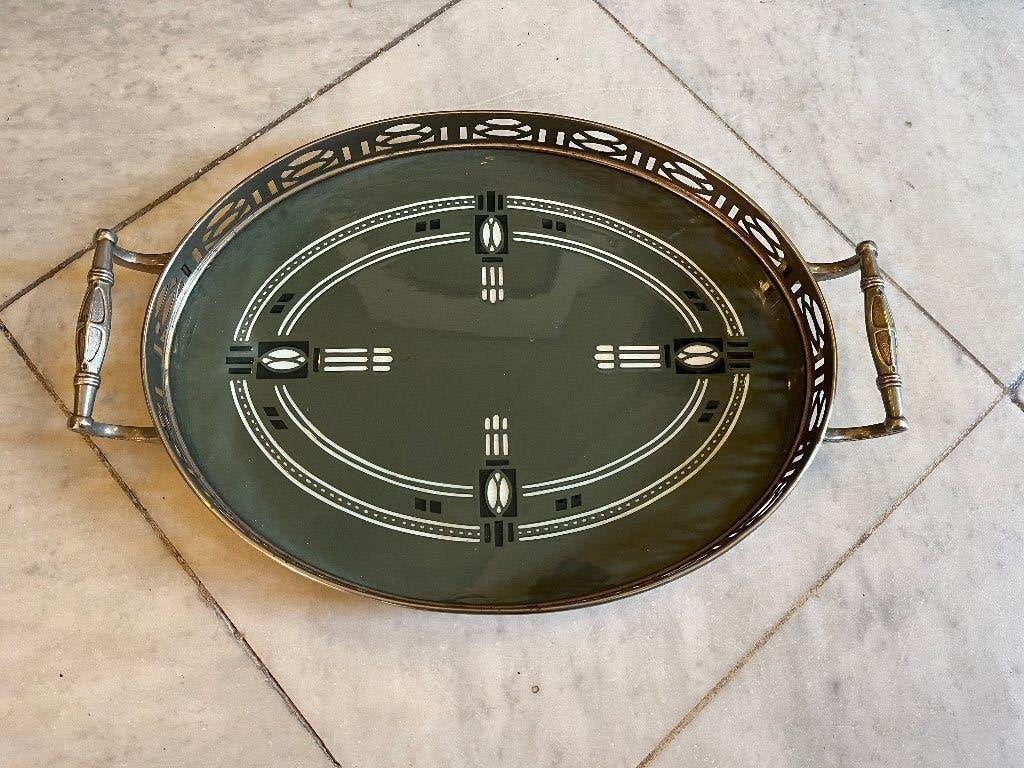 Oud art deco ovaal tegel dienblad, Antiek en Kunst, Ophalen of Verzenden