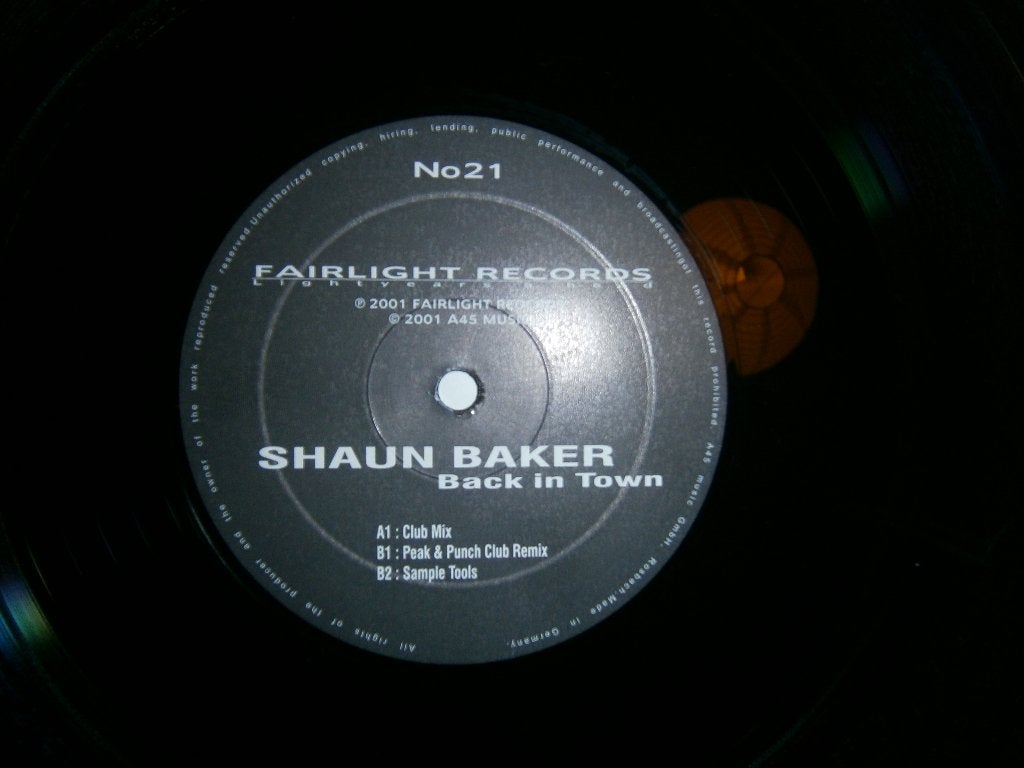 Shaun Baker – Back In Town. 2001. Sample Tools Techno Trance, Ophalen, Gebruikt, Trance, Originele persing