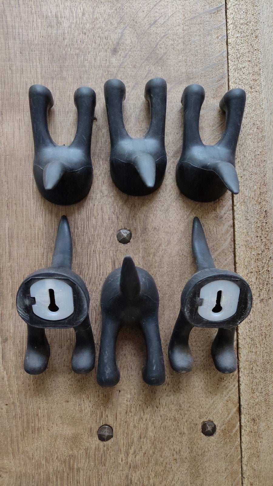 Set van 6 kapstokhaakjes - Zwart, Huis en Inrichting, Woonaccessoires | Kapstokken, Kunststof, Gebruikt, Wandhaken, Ophalen of Verzenden