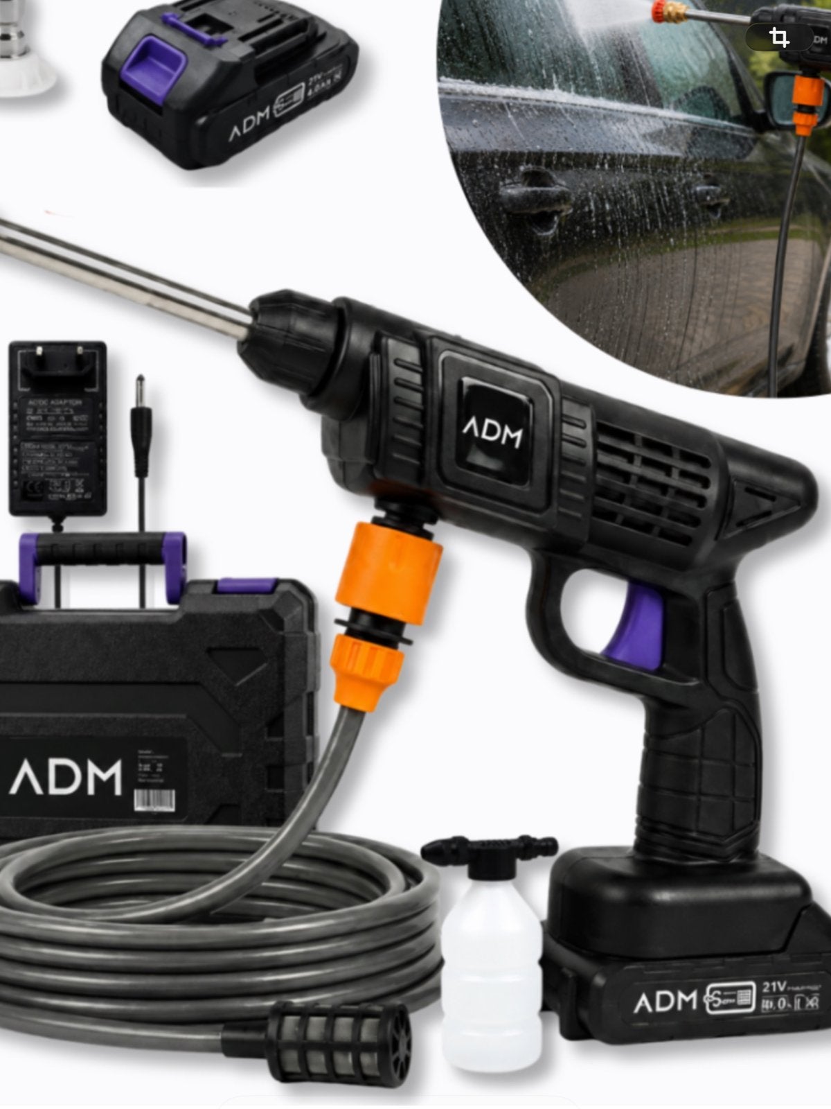21 v hogedrukreiniger met 2 li-ion accu,s 20 bar, Ophalen of Verzenden, Nieuw, Accu