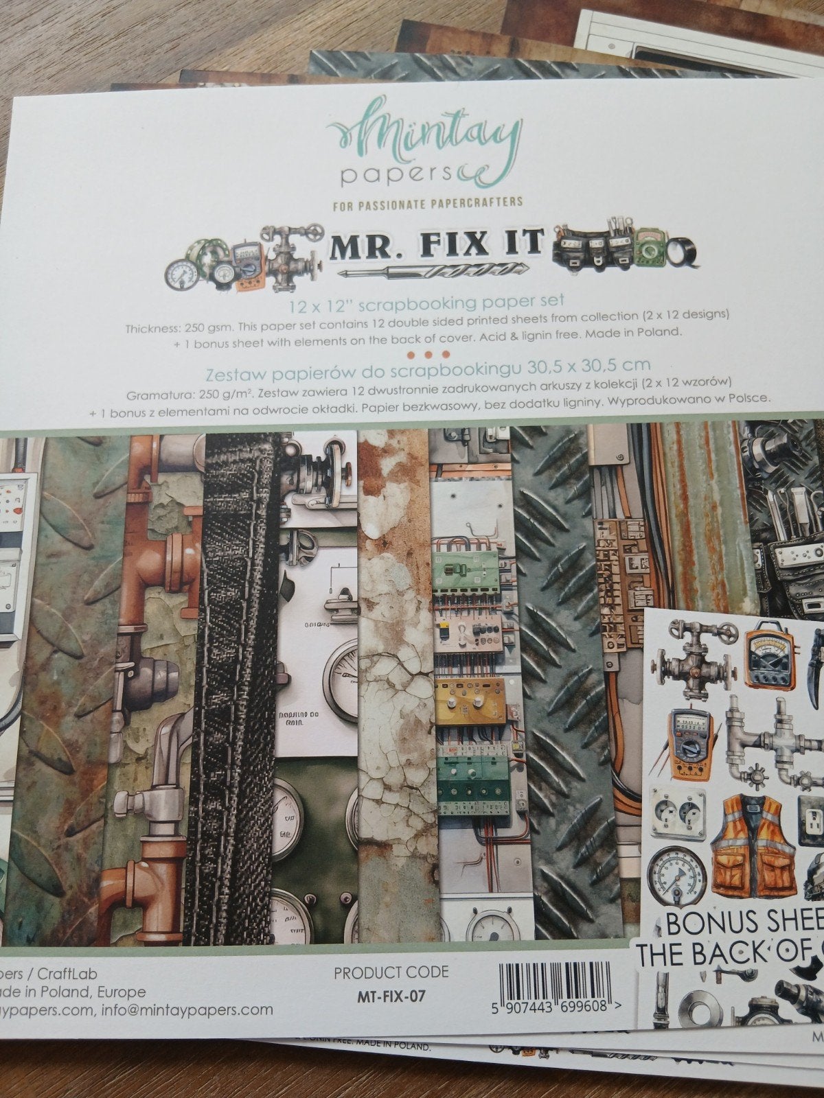 Mintay Papers Mr. Fix It Scrapbook Papier Set 30,5x30,5 cm, Hobby en Vrije tijd, Ophalen of Verzenden, Nieuw, Papier of Karton