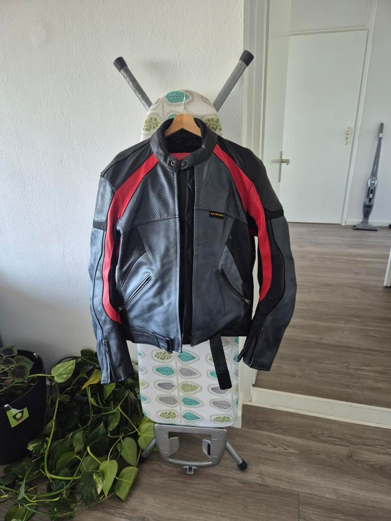 Revenger Leren Motorjas - Zwart/Rood, Maat 54, Heren, Jas | leer, Ophalen of Verzenden, Revenger