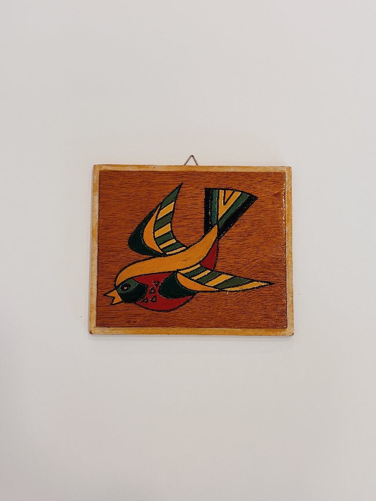 VINTAGE HOUTEN WANDBORD | VOGEL, Ophalen of Verzenden