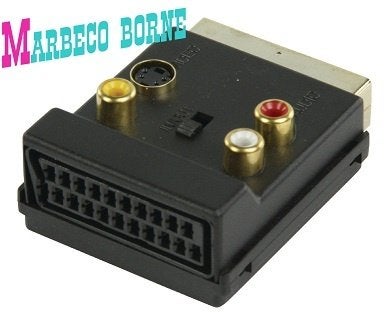 SCART Adapter Schakelbaar, S-Video Female + 3x RCA Fem, Ophalen, Scartkabel, Nedis, Nieuw