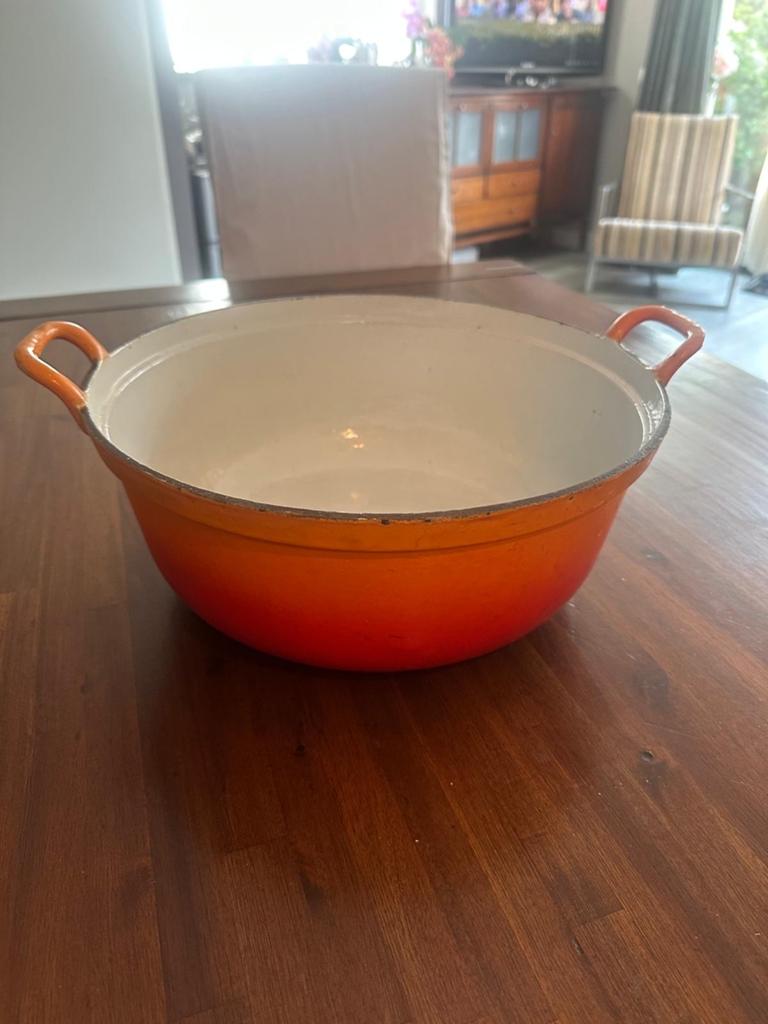 Gietijzeren Braadpan en Ovenschalen Set - Oranje, Ophalen, Gebruikt, Gietijzer, Pannenset