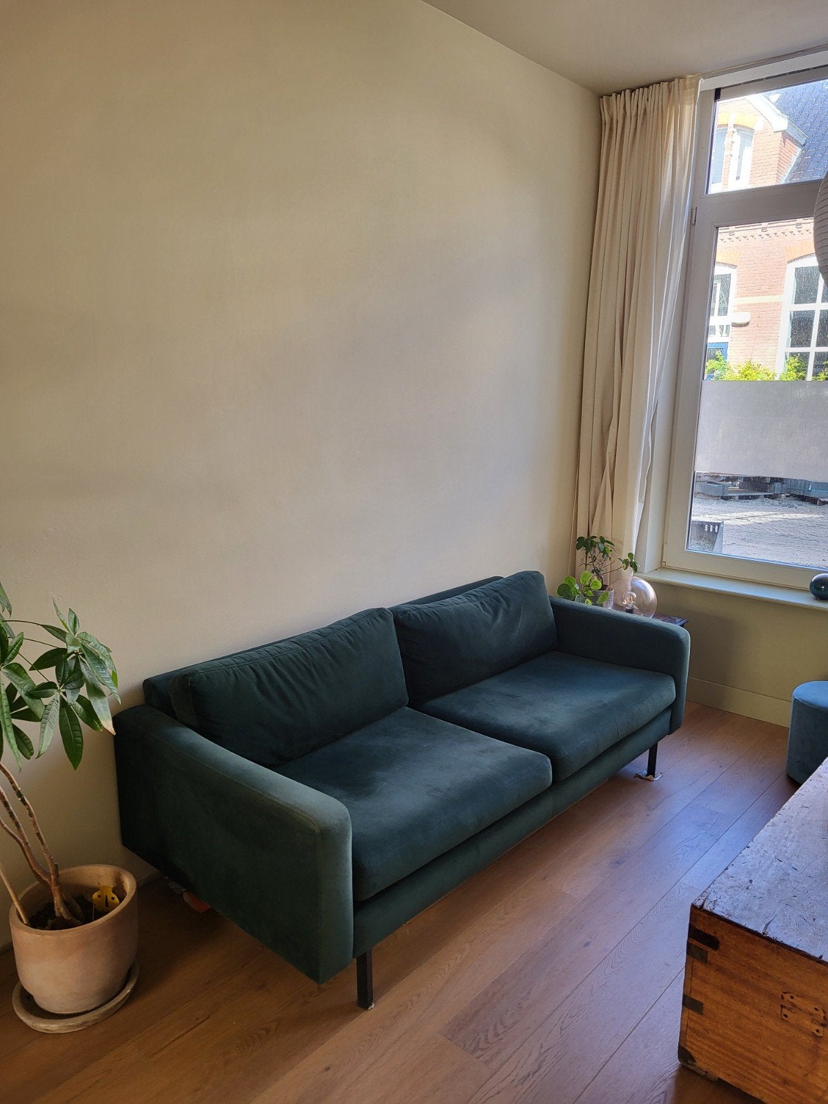 Fali 3-zitsbank van Karwei - Groen, Huis en Inrichting, Banken | Bankstellen, Ophalen, Driepersoons, 75 tot 100 cm, Zo goed als nieuw