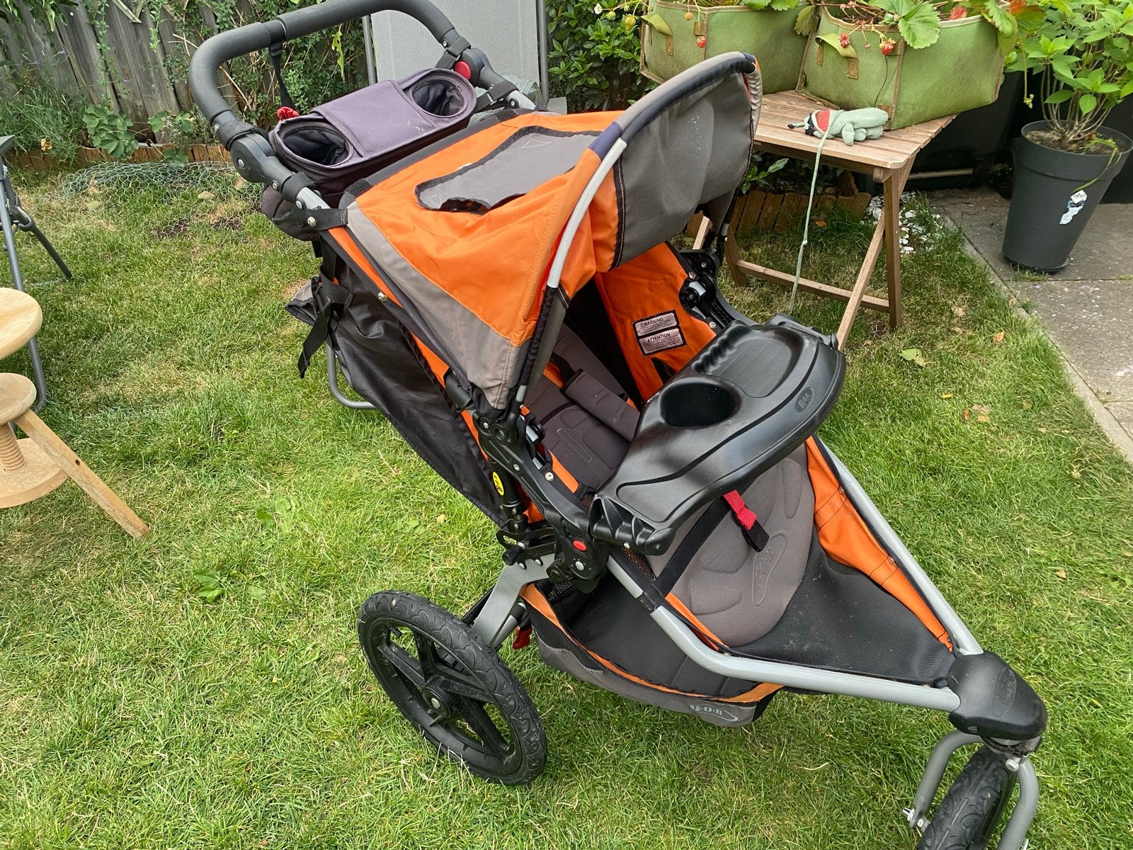 All terrain - BOB Revolution Pro kinderwagen - Oranje/Grijs, Gebruikt, Luchtbanden, Ophalen, Kinderwagen