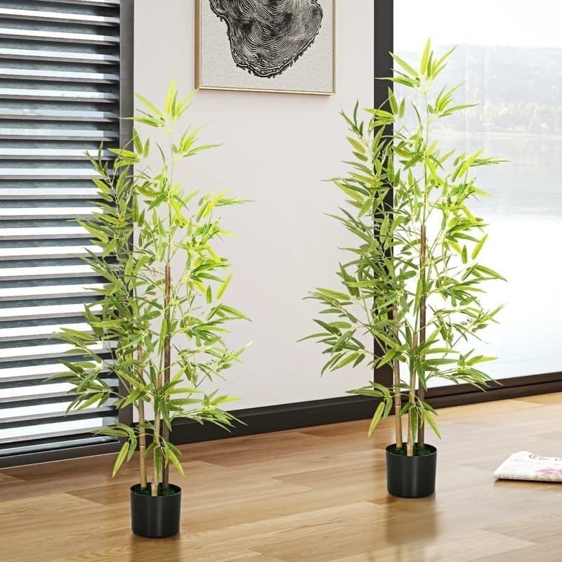 Kunst Bamboe Plant kunstplant kunstboom 120cm, Binnen, Groen, Met pot of vaas, Kunstplant