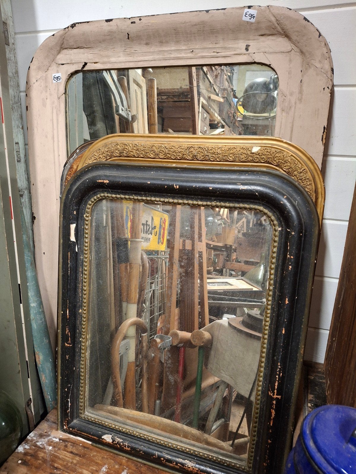 Oude spiegel brocante kapspiegel, Ophalen of Verzenden, Rechthoekig