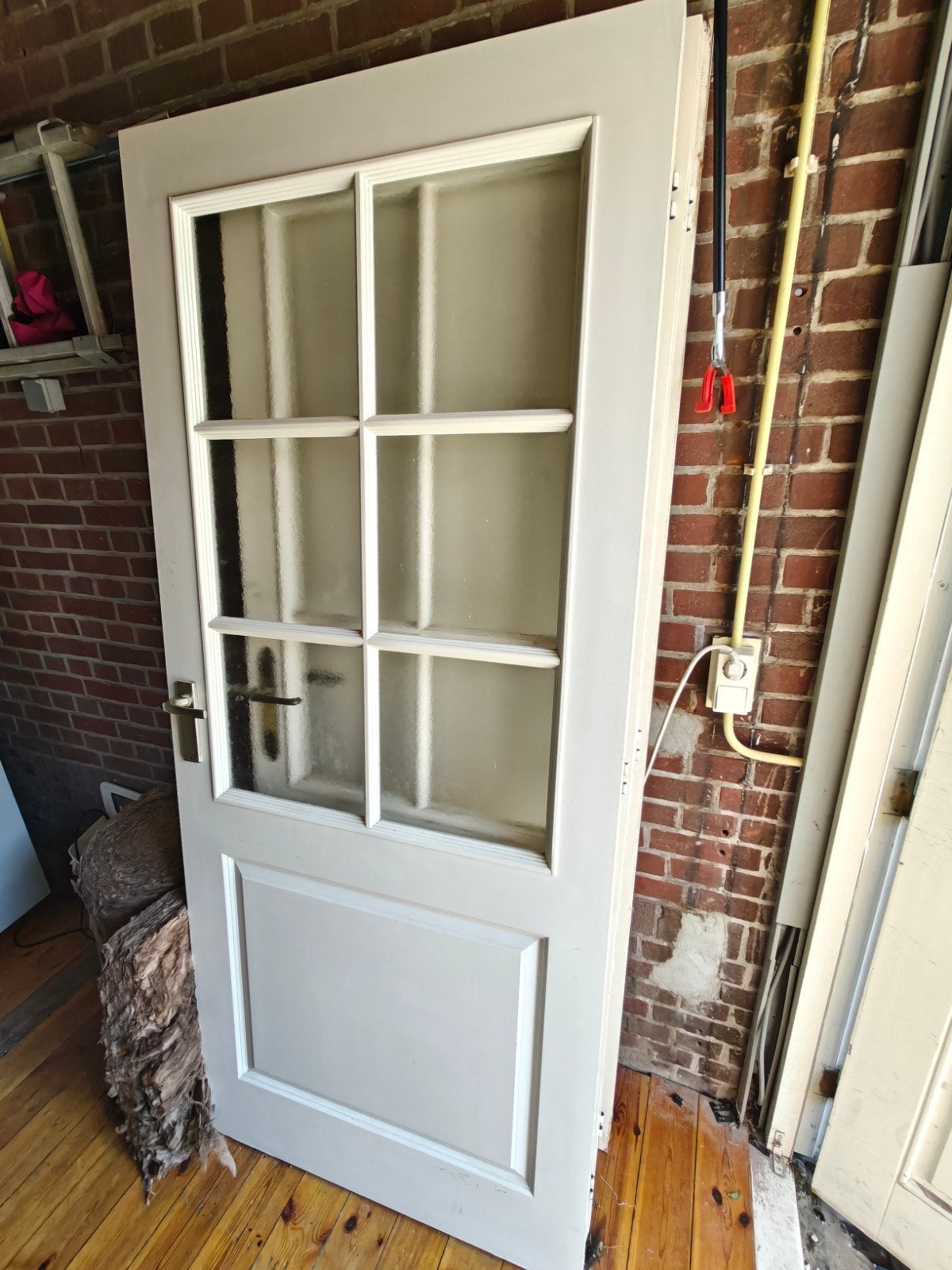 Twee binnendeur met glas, Doe-het-zelf en Verbouw, Deuren en Horren, Gebruikt, Binnendeur, 200 tot 215 cm, Glas, Hout, Ophalen