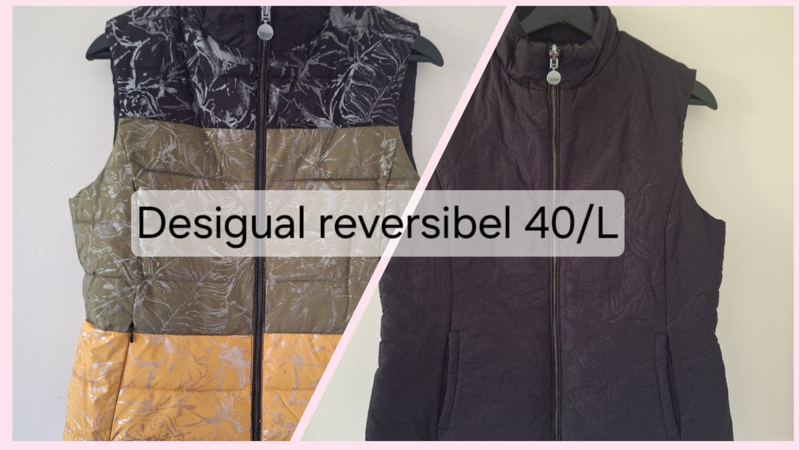 Desigual omkeerbare bodywarmer zwart/groen/geel maat 40/L, Overige kleuren, Maat 42/44 (L), Ophalen of Verzenden, Zo goed als nieuw