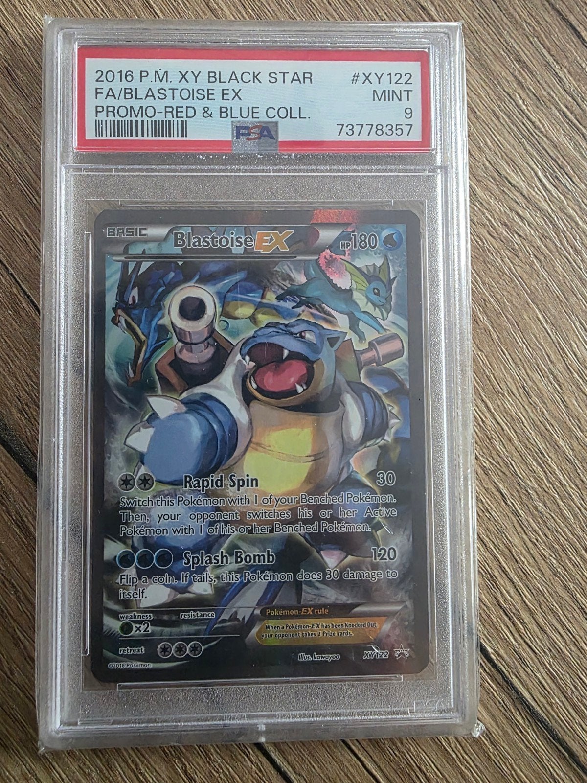 Pokémon Blastoise EX XY122 PSA 9 MINT Black Star Promo, Ophalen of Verzenden, Zo goed als nieuw, Losse kaart