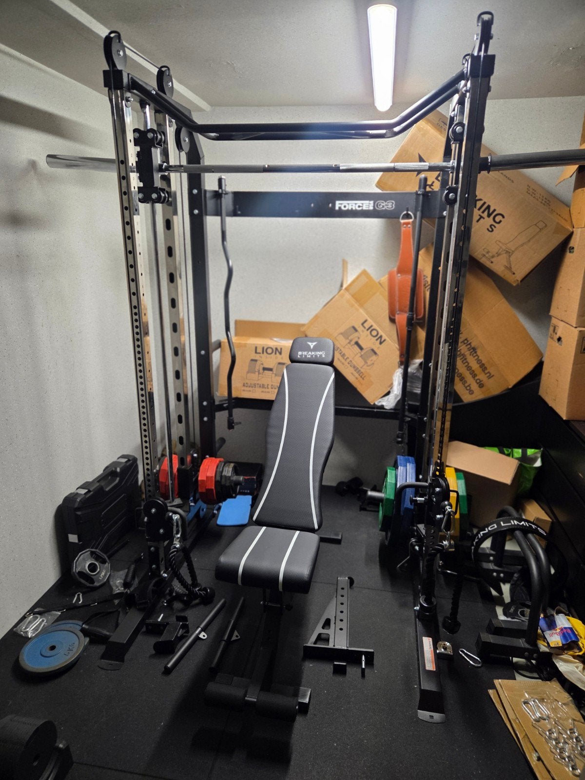Smithmachine, body solid machines, Gewichten, Ophalen, Benen, Krachtstation, Zo goed als nieuw