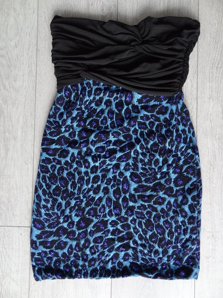 NIEUW! Jane Norman Jurk Zwart/Blauw Glitter Maat 12 >Snelle, Blauw, Ophalen of Verzenden, Maat 36 (S), Boven de knie
