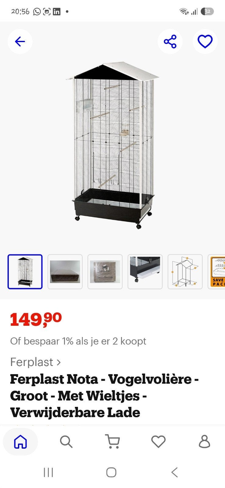 Grote binnenvolière – geschikt voor bijv. agapornissen, Ophalen, Metaal, Vogelkooi