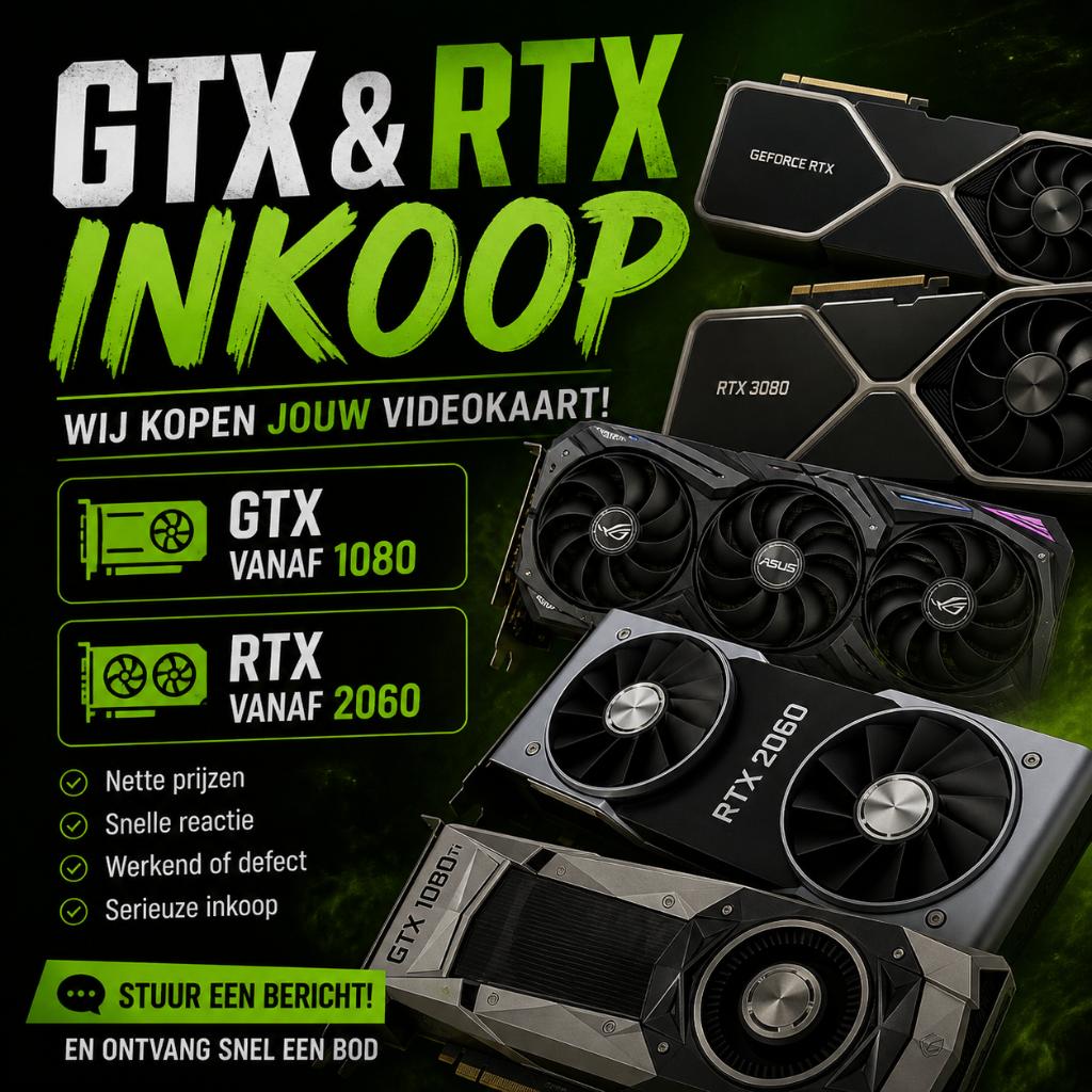 Wij kopen jouw GTX / RTX videokaart!, Computers en Software, Videokaarten, GDDR6, PCI-Express 4, Nieuw, Ophalen of Verzenden