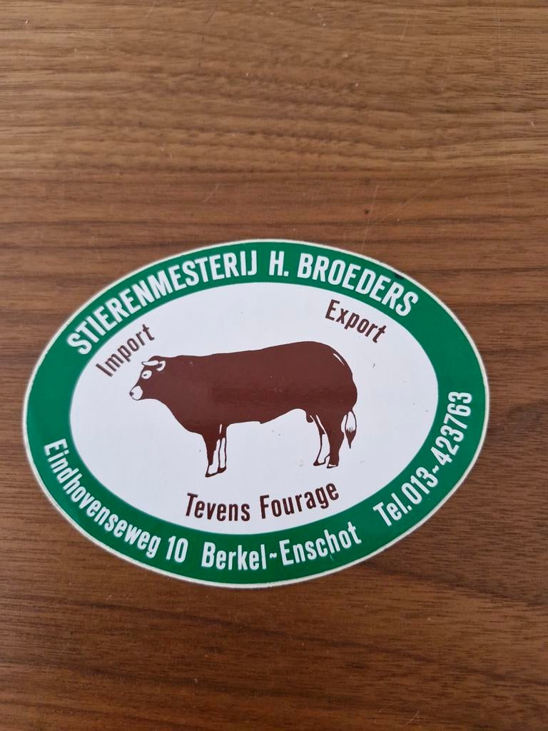 7017 Sticker Stierenmesterij H. Broeders Berkel-Enschot, Ophalen of Verzenden